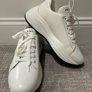 Prada white plate form sneaker
